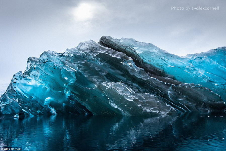 康奈尔亲眼目睹了一个罕见现象：不平衡的冰山在海面上快速翻动。据悉，大约90%的冰山都隐藏在海面之下，从而很难看到冰山在海面上翻滚，事实上所拍摄到的纯净晶体状冰山