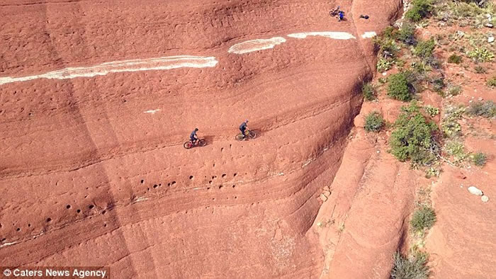 美国亚利桑那州塞多纳的著名景点“白线”吸引一众单车手挑战
