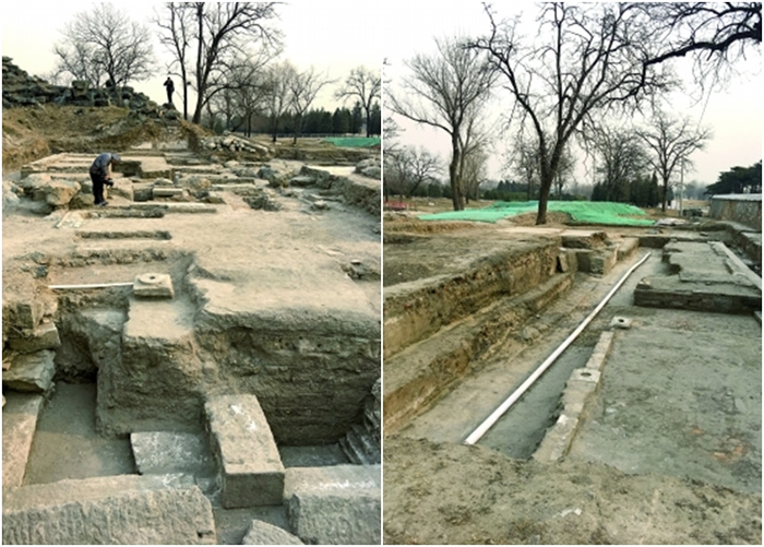 考古人员在圆明园紫碧山房遗迹掘出值房、宫门等建筑遗迹。