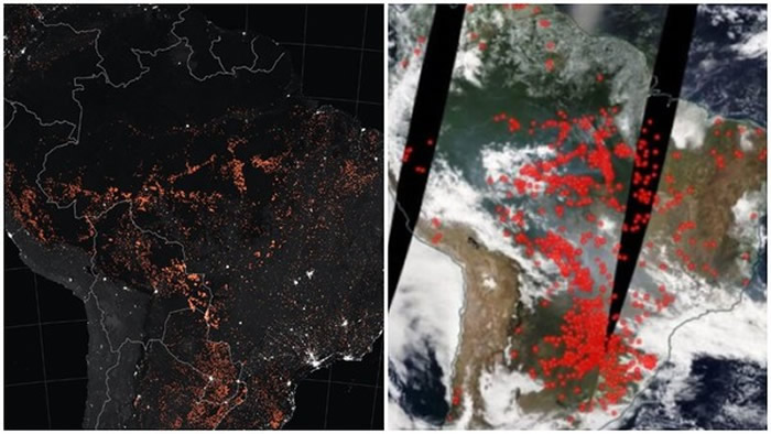 “地球之肺”南美洲亚马逊雨林野火狂烧 NASA公布卫星图