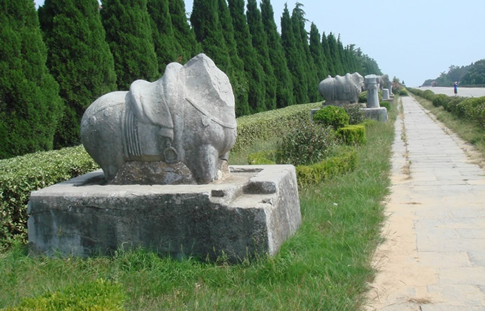 陵墓区的动物石雕亦有断头情况。