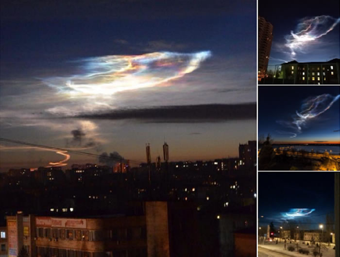 乌克兰卢甘斯克州上空出现不同寻常的发光云彩