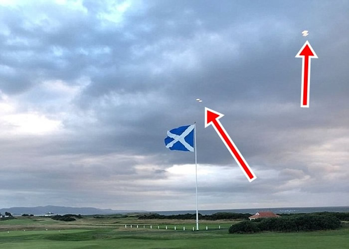 美国总统特朗普位于英国苏格兰艾尔郡的高尔夫球场惊现4个不明飞行物体（UFO）？