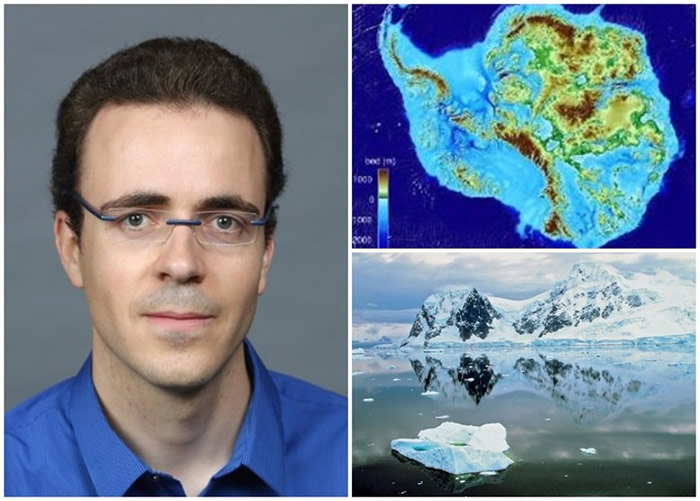 莫里希姆（左图）新技术绘画南极洲冰川地形图。