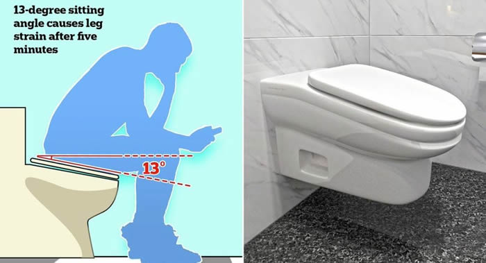 英国“StandartToilet”公司发明一种向前倾斜13度的马桶能使如厕时间更少