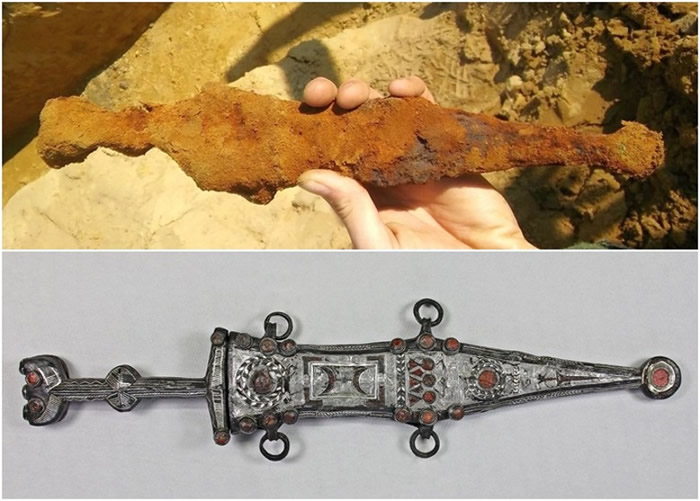德国特里尔大学19岁考古见习生在哈尔滕古罗马士兵墓地挖出2000年历史银匕首