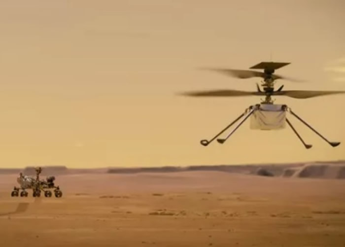 和坚毅号一同升空的火星直升机“独创号”在太空中首次成功充电