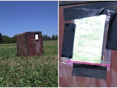 美国纽约州巴里一个农场出现神秘保险箱：“你能打开它，里面的东西就在你手中”