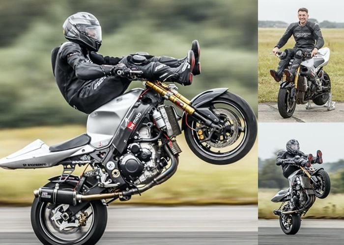 英国达勒姆28岁摩托车手Jonny Davies创下最快的摩托车翘孤轮行驶速度纪录