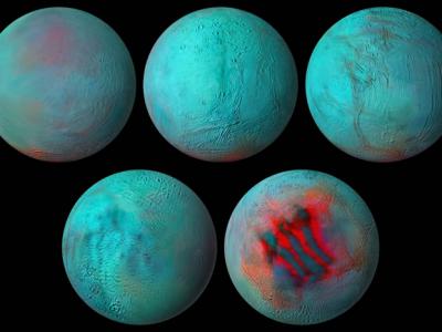 “卡西尼”号拍摄的数据被用来制作土星卫星土卫二恩克拉多斯的全球红外图