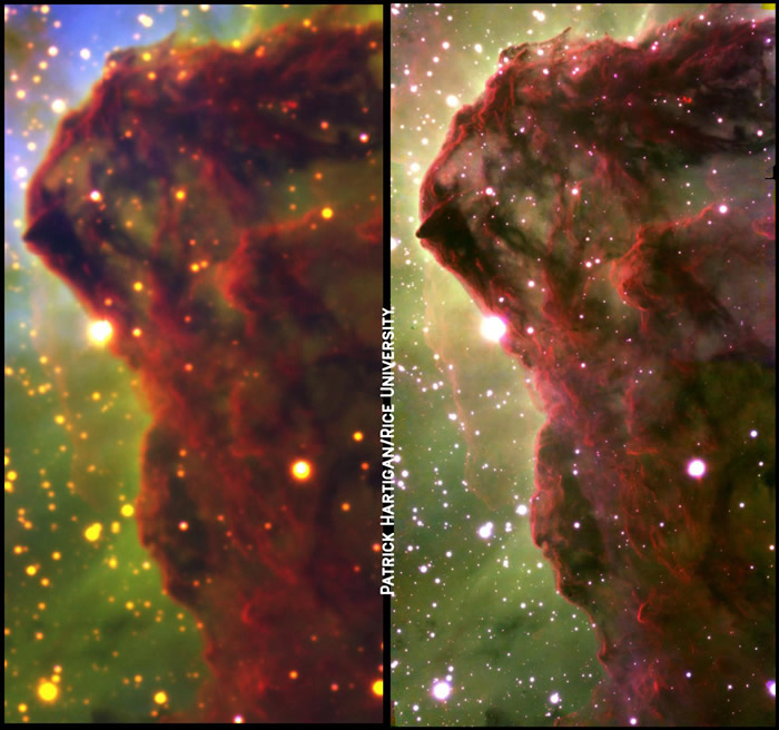 智利双子座南望远镜新图像展现船底座星云（卡利纳星云）的恒星“育婴室”惊人图像