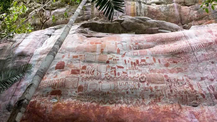亚马逊雨林中发现世界上最大的史前岩石艺术画作
