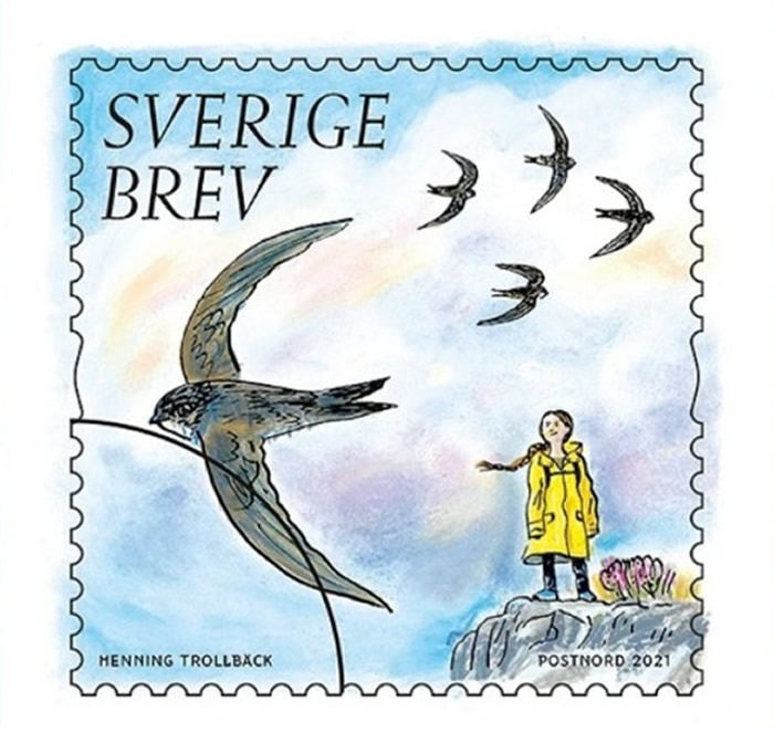 瑞典邮政新邮票发行 环保少女通贝里成主题