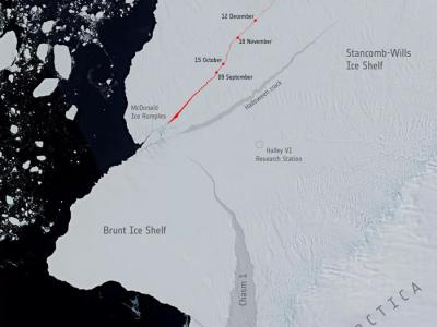 南极洲的布鲁特冰架即将迎来史诗般崩裂脱离