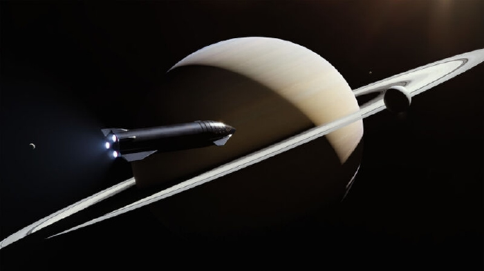 SpaceX公司星舰前往土星系统的想象图